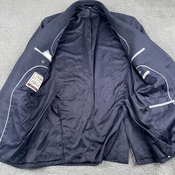 Jos A Bank Blazer Mens 36 Regular Blue Plaid Wool 1905 Tailored Fit Jacket Brrr - Picture 3 of 15